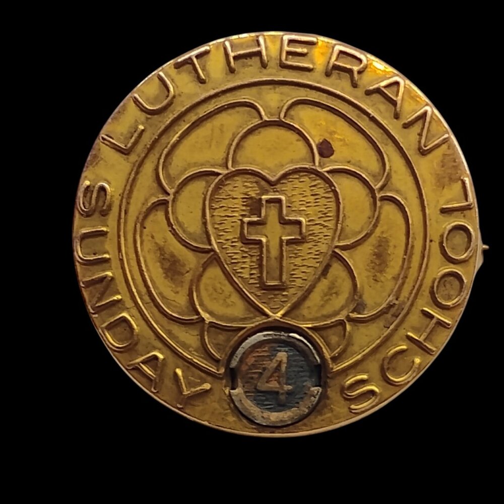 Vintage Gold filled 10k 1/20 Lutheran Sunday School attendance pin 4 Year
